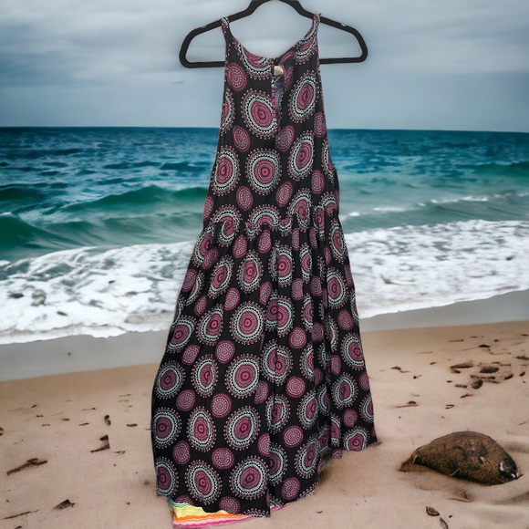 Torrid Black Purple Medallion Hi-Lo Challis Tank Trapeze Dress 2x 18-20 - Picture 2 of 9